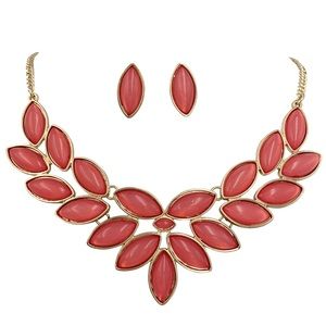 Bright Pink Flair Necklace Earrings Set